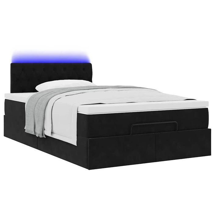 Cadre de lit ottoman avec matelas noir 120x190 cm velours - Photo n°3