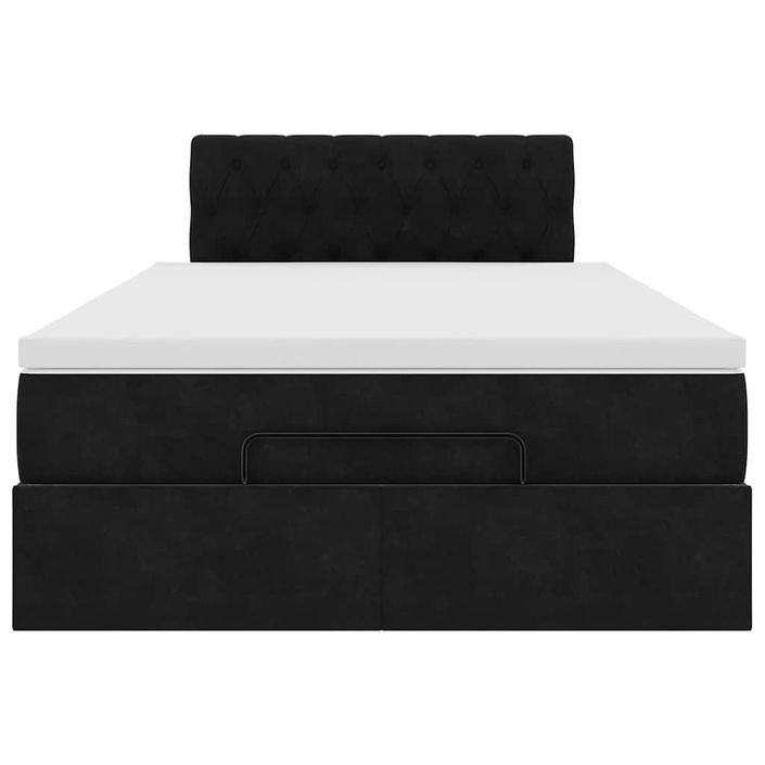 Cadre de lit ottoman avec matelas noir 120x190 cm velours - Photo n°6