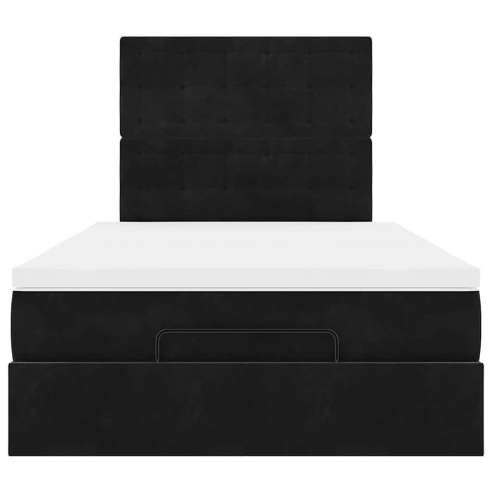 Cadre de lit ottoman avec matelas noir 120x190 cm velours - Photo n°5