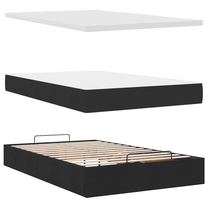 Cadre de lit ottoman avec matelas noir 120x190 cm velours - Photo n°9