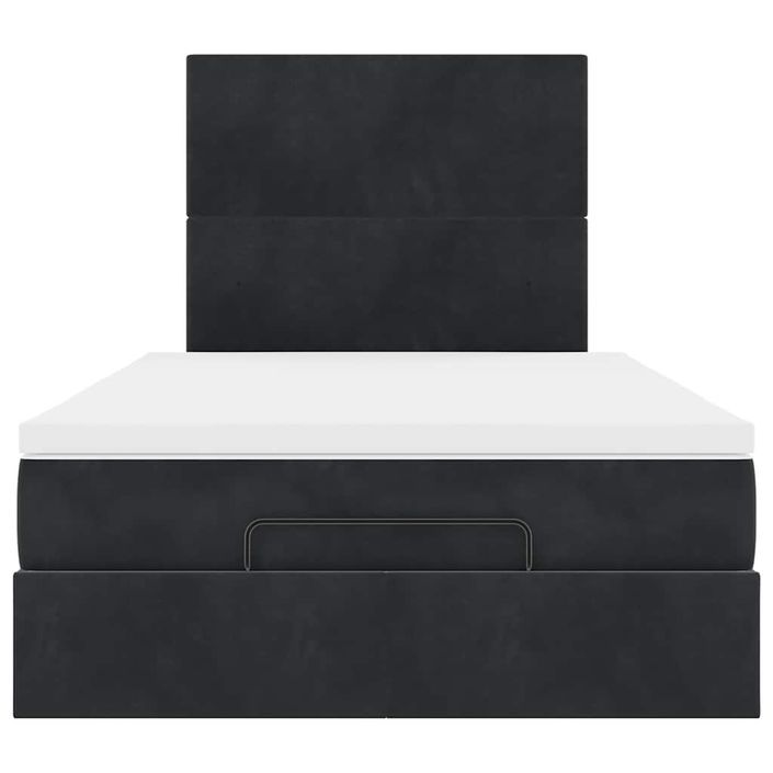 Cadre de lit ottoman avec matelas noir 120x190 cm velours - Photo n°6