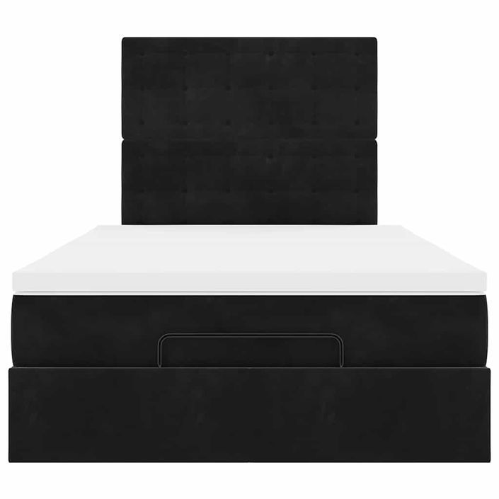 Cadre de lit ottoman avec matelas noir 120x190 cm velours - Photo n°6