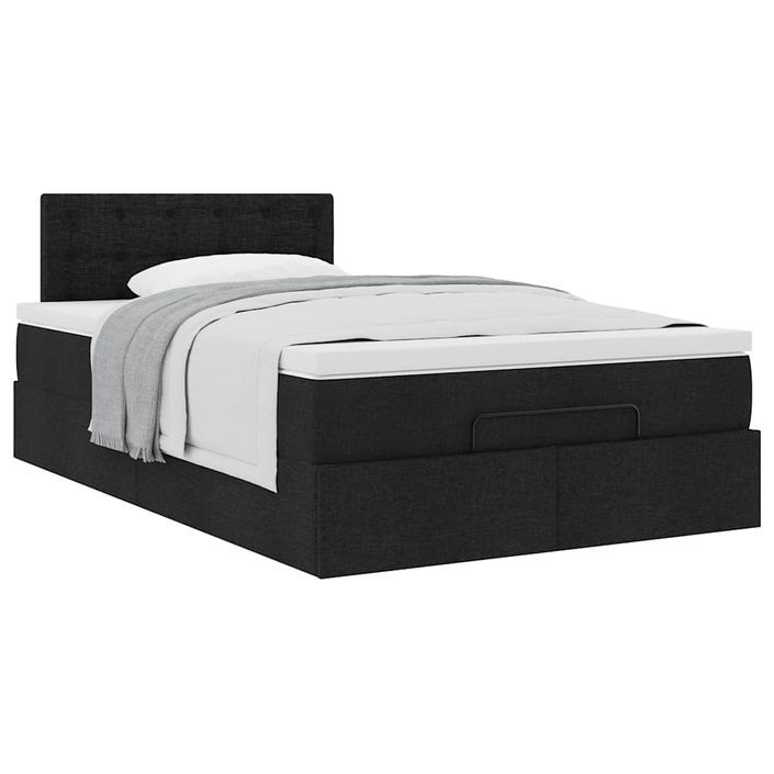 Cadre de lit ottoman avec matelas noir 120x200cm tissu - Photo n°4