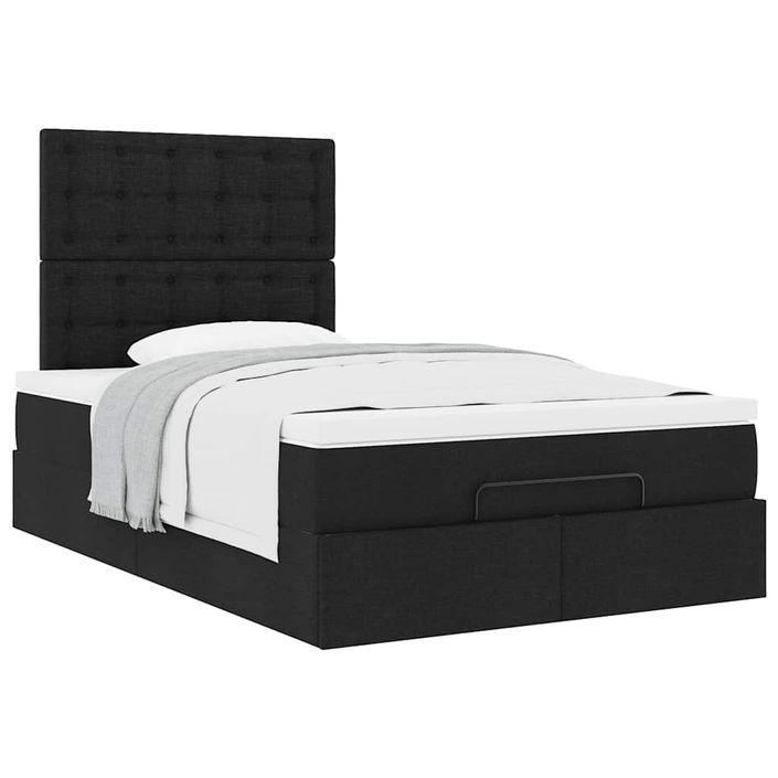 Cadre de lit ottoman avec matelas noir 120x200cm tissu - Photo n°4