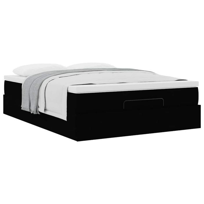 Cadre de lit ottoman avec matelas noir 140x190 cm similicuir - Photo n°4