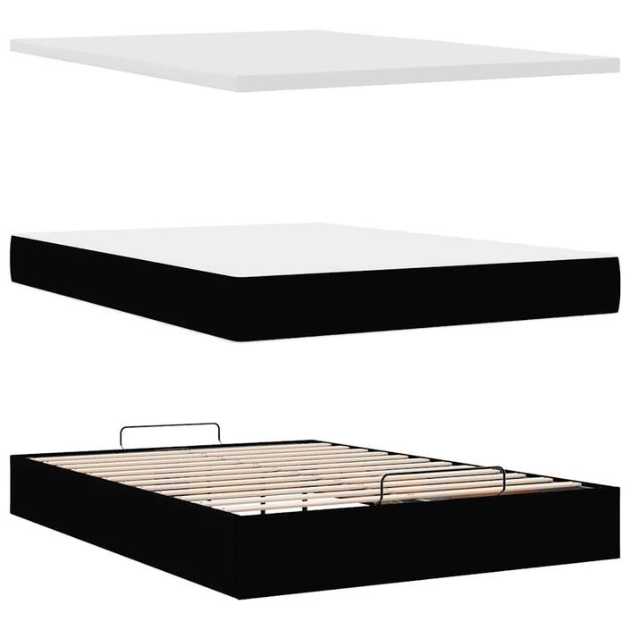 Cadre de lit ottoman avec matelas noir 140x190 cm similicuir - Photo n°6