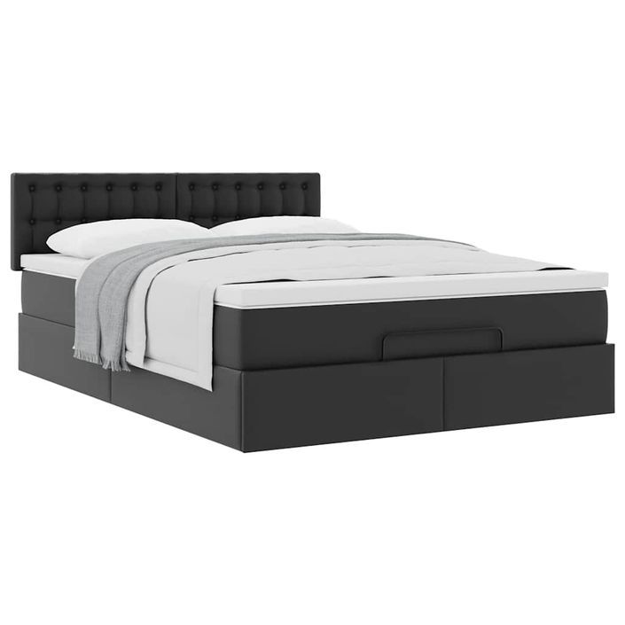 Cadre de lit ottoman avec matelas noir 140x190 cm similicuir - Photo n°3