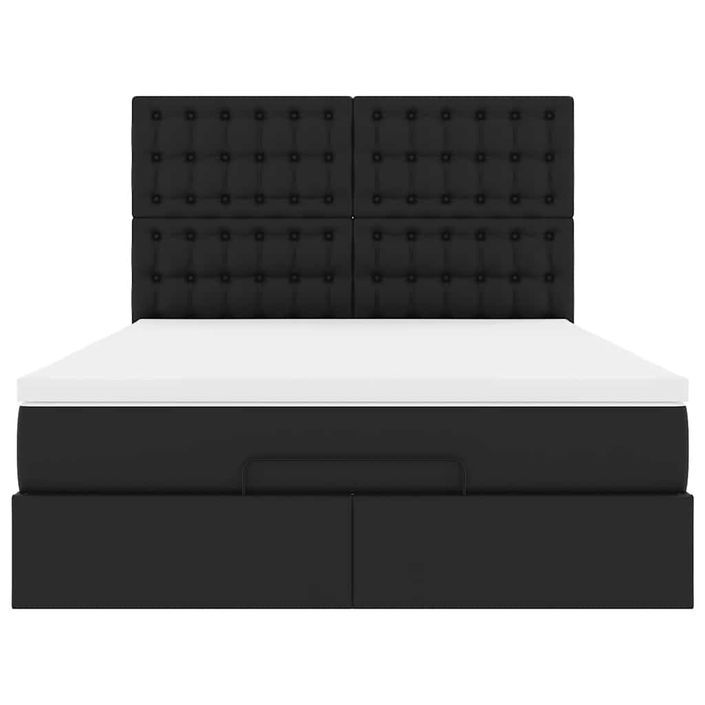 Cadre de lit ottoman avec matelas noir 140x190 cm similicuir - Photo n°5