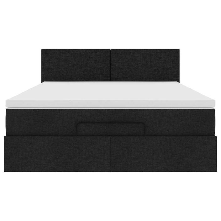 Cadre de lit ottoman avec matelas noir 140x190 cm tissu - Photo n°5