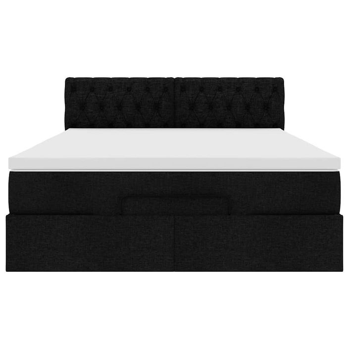 Cadre de lit ottoman avec matelas noir 140x190 cm tissu - Photo n°5