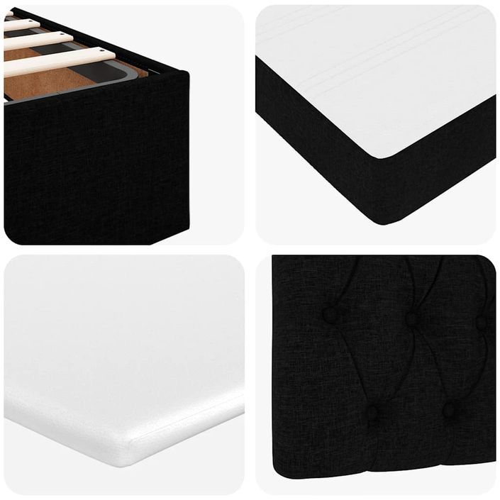 Cadre de lit ottoman avec matelas noir 140x190 cm tissu - Photo n°11