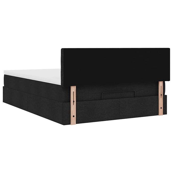 Cadre de lit ottoman avec matelas noir 140x190 cm tissu - Photo n°9