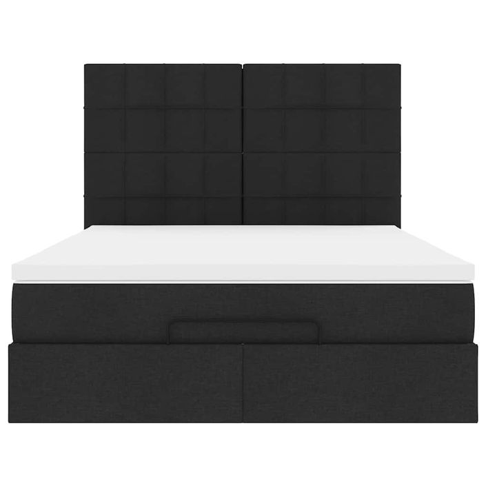 Cadre de lit ottoman avec matelas noir 140x190 cm tissu - Photo n°5