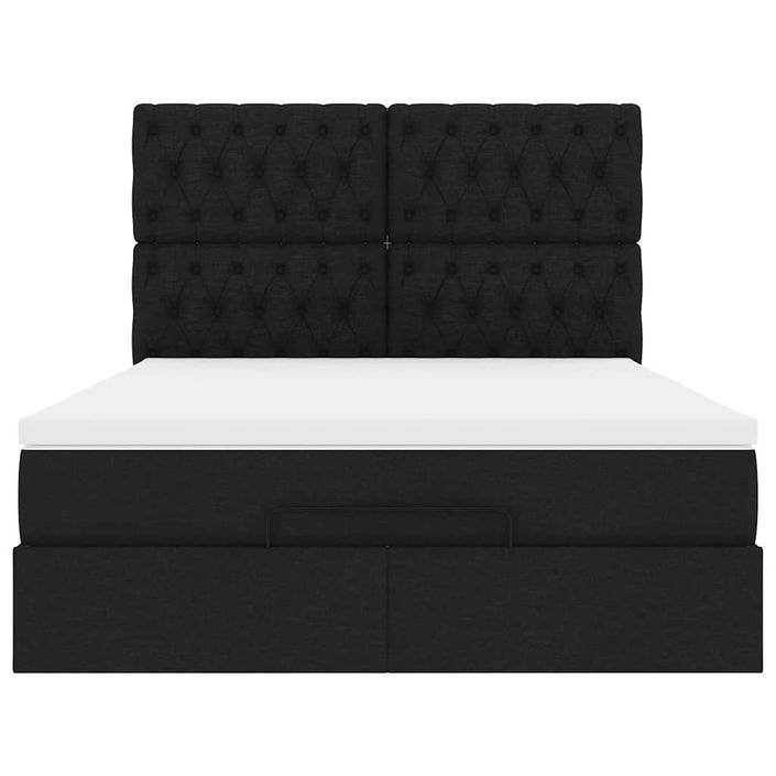 Cadre de lit ottoman avec matelas noir 140x190 cm tissu - Photo n°5