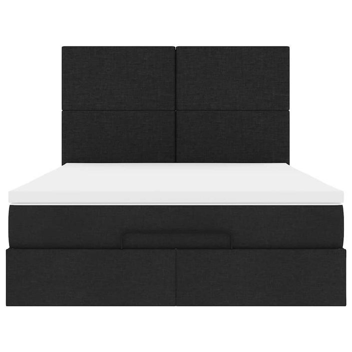 Cadre de lit ottoman avec matelas noir 140x190 cm tissu - Photo n°6