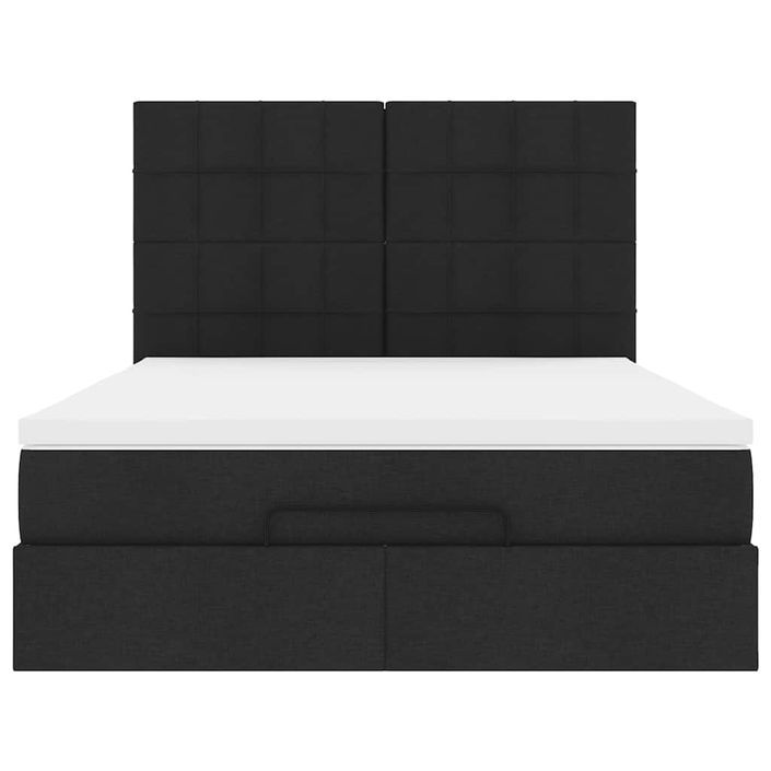 Cadre de lit ottoman avec matelas noir 140x190 cm tissu - Photo n°6