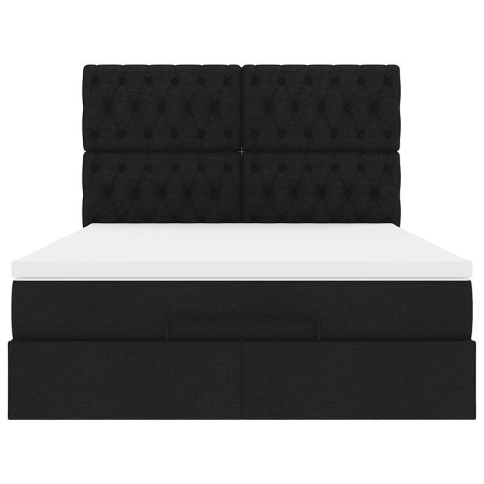 Cadre de lit ottoman avec matelas noir 140x190 cm tissu - Photo n°6