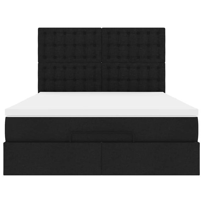 Cadre de lit ottoman avec matelas noir 140x190 cm tissu - Photo n°6