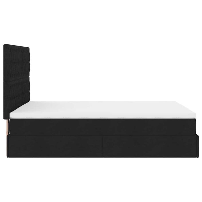 Cadre de lit ottoman avec matelas noir 140x190 cm tissu - Photo n°9