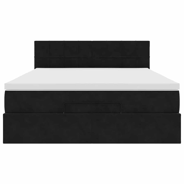 Cadre de lit ottoman avec matelas noir 140x190 cm velours - Photo n°5