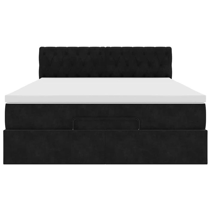 Cadre de lit ottoman avec matelas noir 140x190 cm velours - Photo n°5