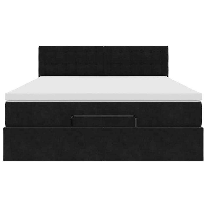 Cadre de lit ottoman avec matelas noir 140x190 cm velours - Photo n°5