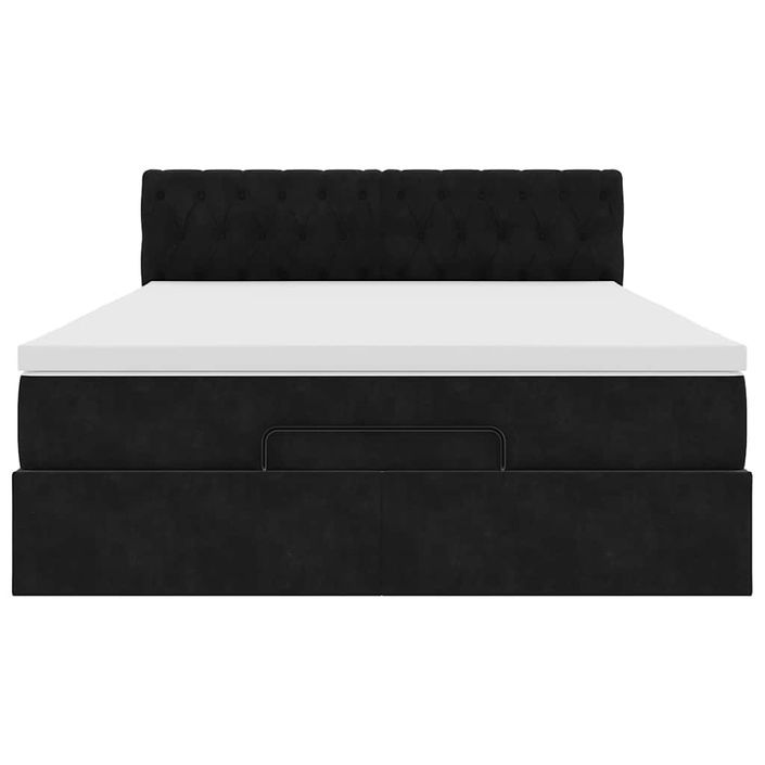 Cadre de lit ottoman avec matelas noir 140x190 cm velours - Photo n°6