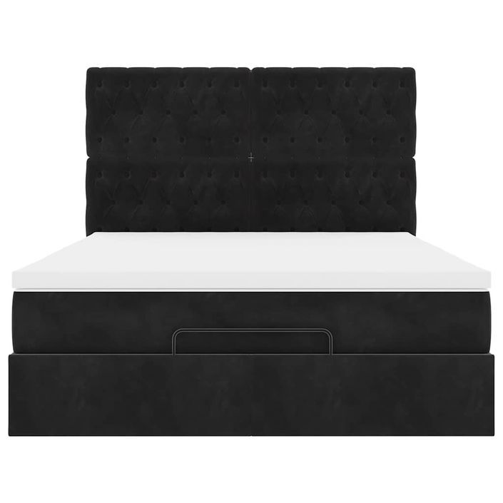 Cadre de lit ottoman avec matelas noir 140x190 cm velours - Photo n°5