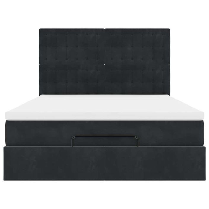 Cadre de lit ottoman avec matelas noir 140x190 cm velours - Photo n°5