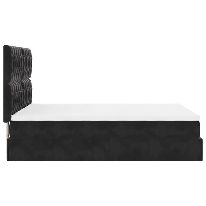 Cadre de lit ottoman avec matelas noir 140x190 cm velours - Photo n°7