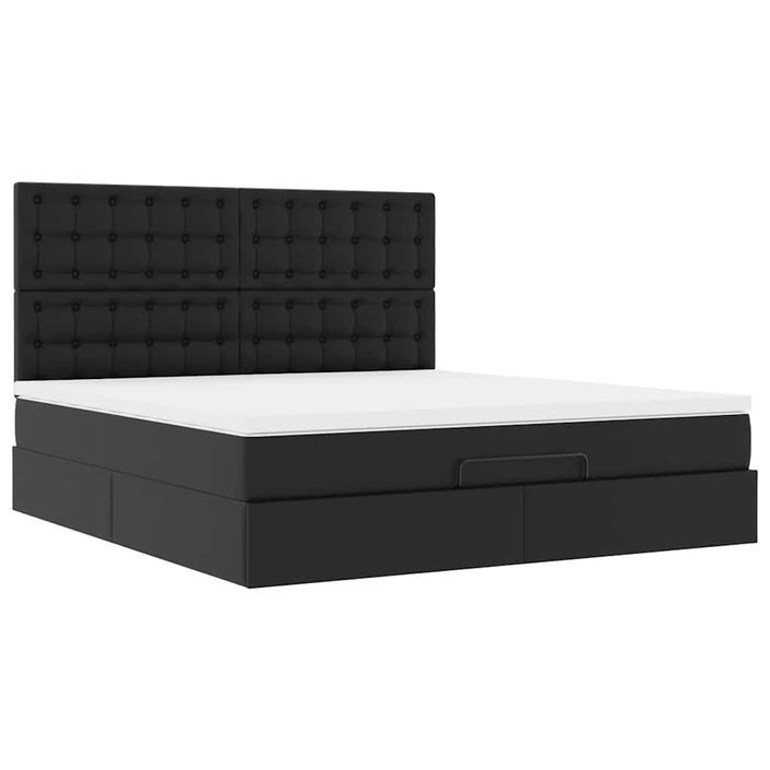 Cadre de lit ottoman avec matelas noir 160x200 cm similicuir - Photo n°5