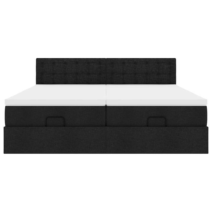 Cadre de lit ottoman avec matelas noir 160x200 cm tissu - Photo n°6