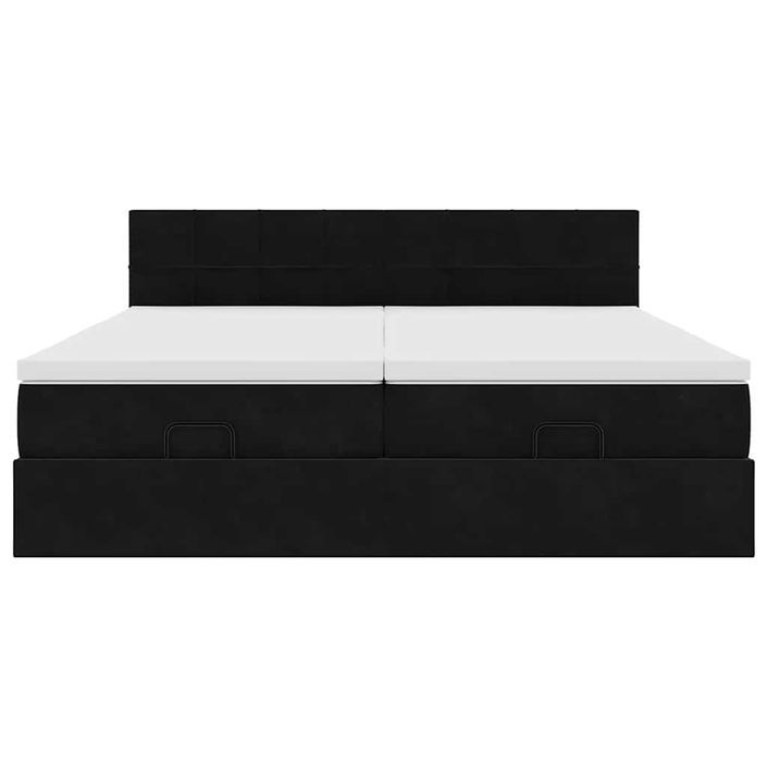 Cadre de lit ottoman avec matelas noir 160x200 cm velours - Photo n°5