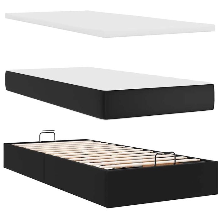 Cadre de lit ottoman avec matelas noir 180x200 cm similicuir - Photo n°9