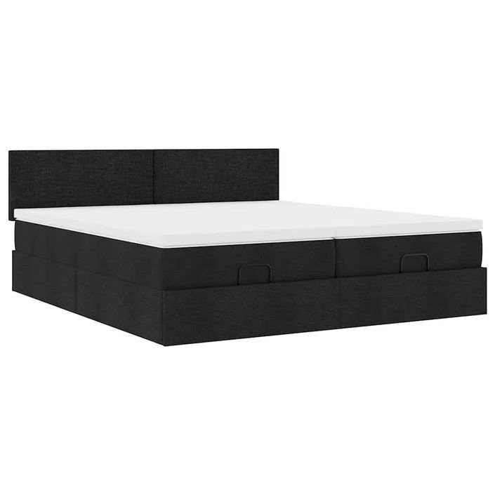 Cadre de lit ottoman avec matelas noir 180x200cm tissu - Photo n°5