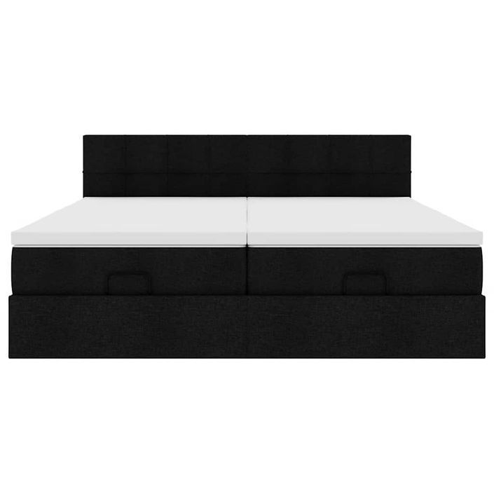 Cadre de lit ottoman avec matelas noir 180x200cm tissu - Photo n°6