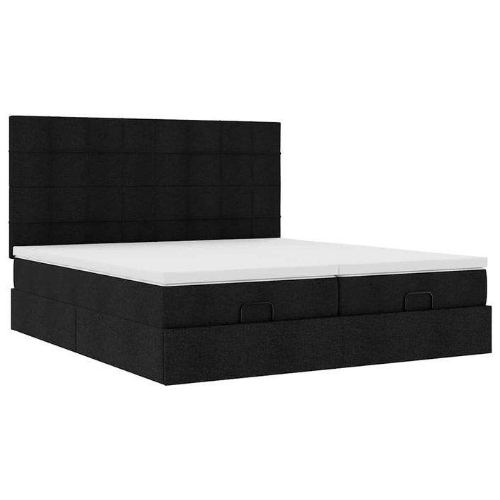 Cadre de lit ottoman avec matelas noir 180x200cm tissu - Photo n°4