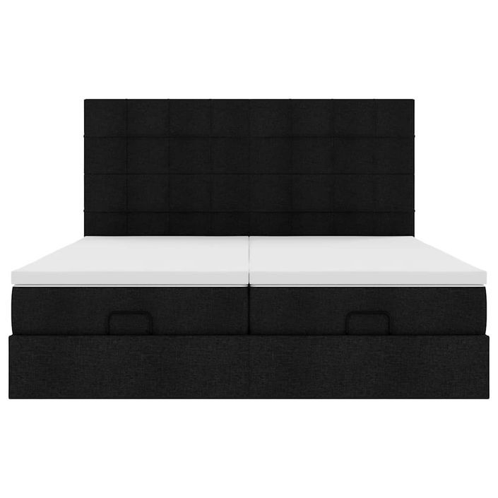 Cadre de lit ottoman avec matelas noir 180x200cm tissu - Photo n°5