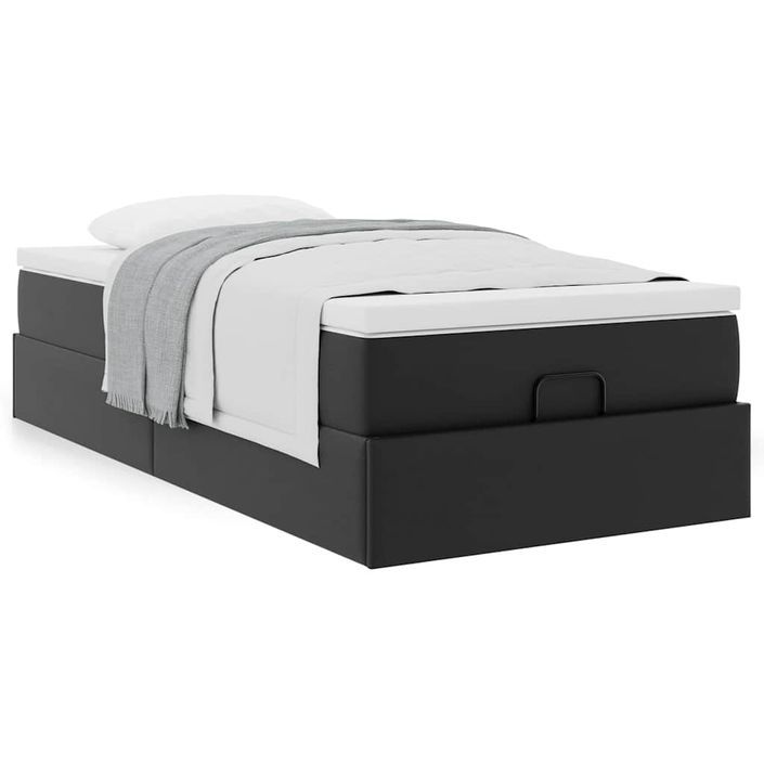 Cadre de lit ottoman avec matelas noir 80x200 cm similicuir - Photo n°1