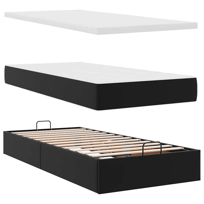 Cadre de lit ottoman avec matelas noir 80x200 cm similicuir - Photo n°6