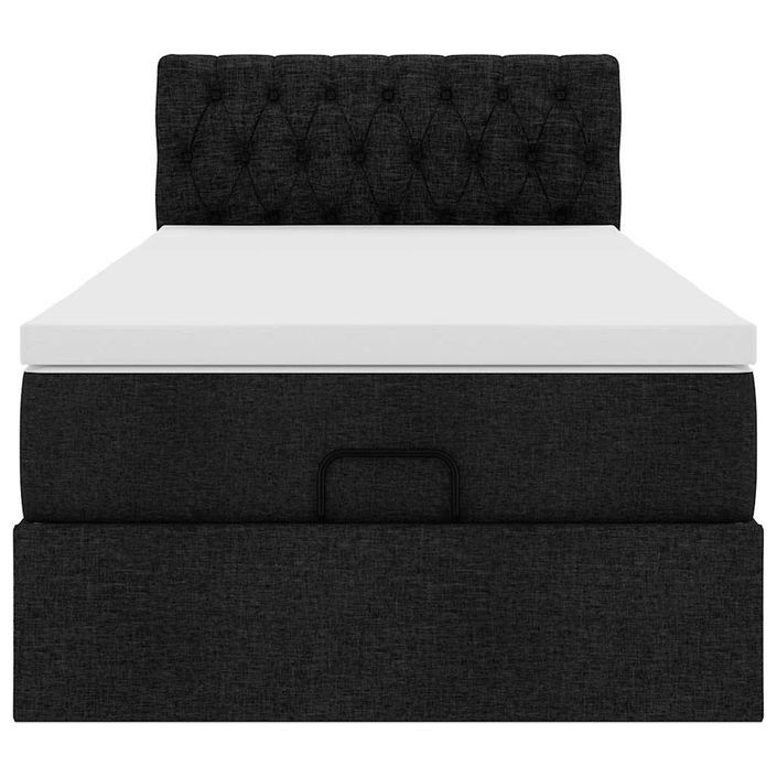 Cadre de lit ottoman avec matelas noir 80x200 cm tissu - Photo n°5