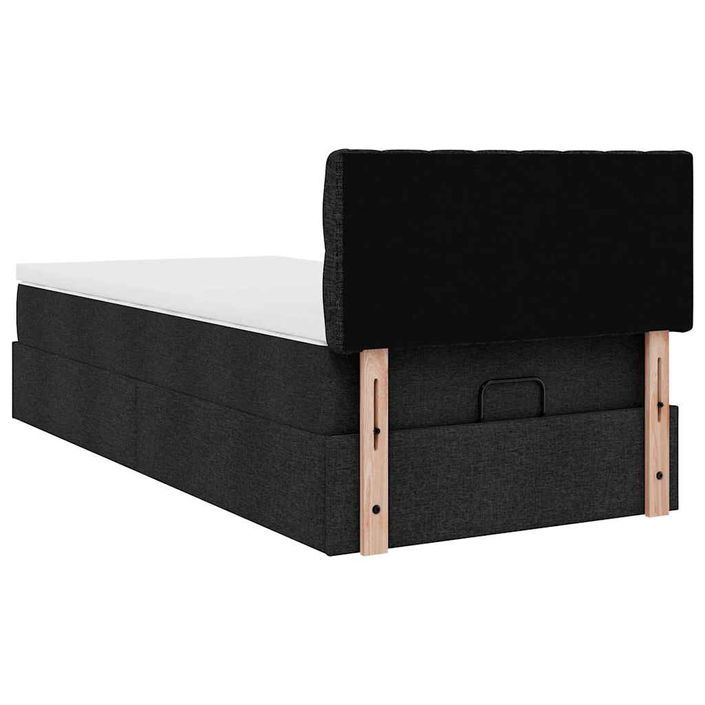 Cadre de lit ottoman avec matelas noir 80x200 cm tissu - Photo n°9