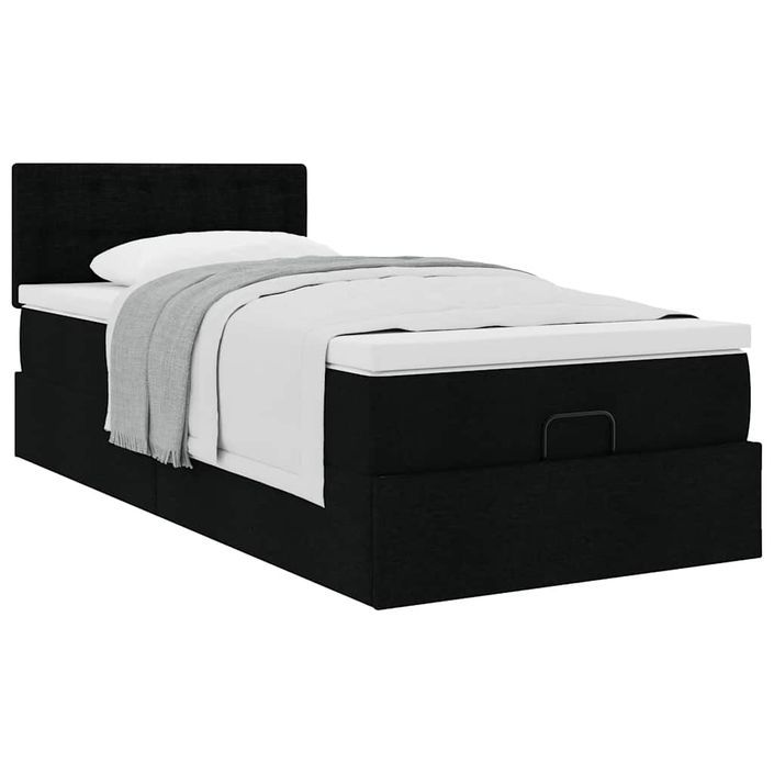 Cadre de lit ottoman avec matelas noir 80x200 cm tissu - Photo n°4