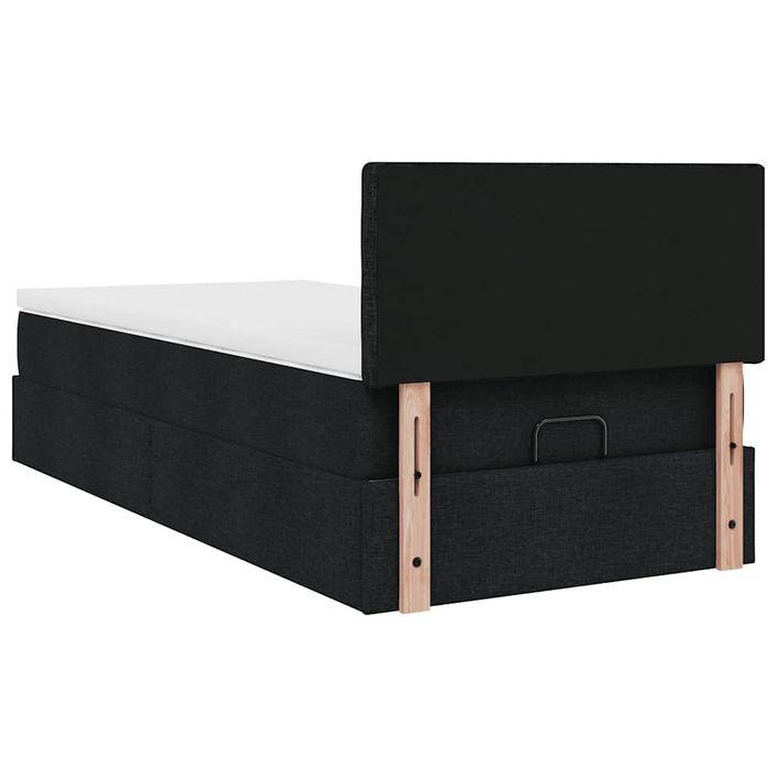 Cadre de lit ottoman avec matelas noir 80x200 cm tissu - Photo n°9