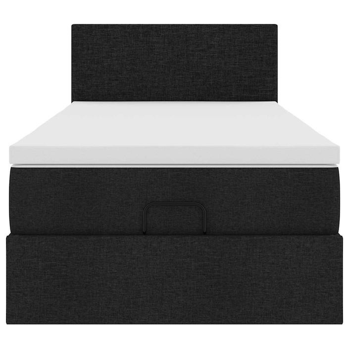 Cadre de lit ottoman avec matelas noir 80x200 cm tissu - Photo n°6