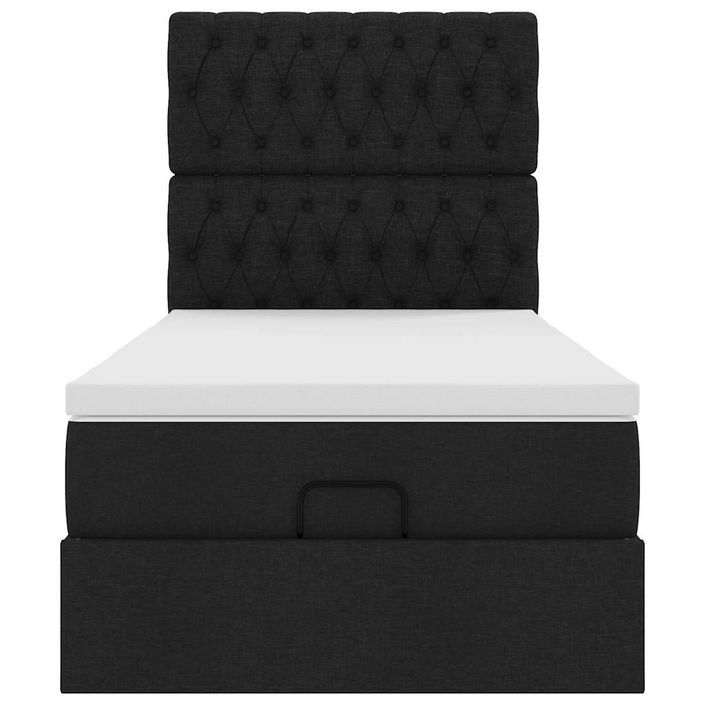 Cadre de lit ottoman avec matelas noir 80x200 cm tissu - Photo n°5