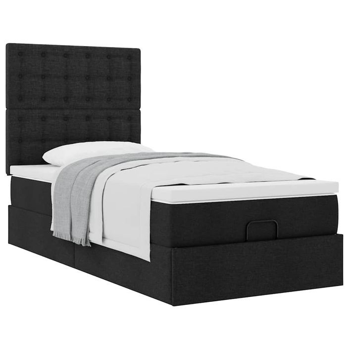 Cadre de lit ottoman avec matelas noir 80x200 cm tissu - Photo n°4