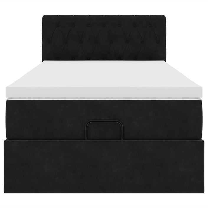 Cadre de lit ottoman avec matelas noir 80x200 cm velours - Photo n°5