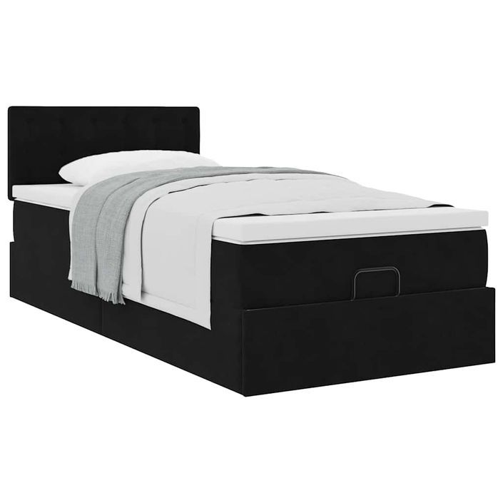 Cadre de lit ottoman avec matelas noir 80x200 cm velours - Photo n°4