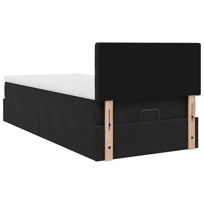 Cadre de lit ottoman avec matelas noir 80x200 cm velours - Photo n°9